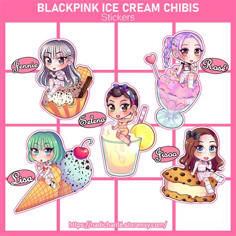 Blackpink Ice Cream chibis stickers | Cute drawings, Illustration art ...