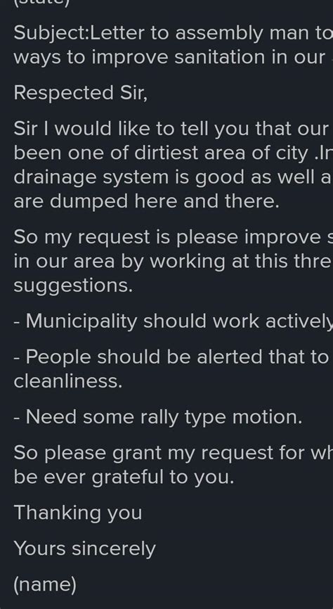 How to write a letter to the assembly man tell him about water storage ...