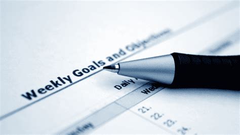 Image result for Weekly Goals Examples
