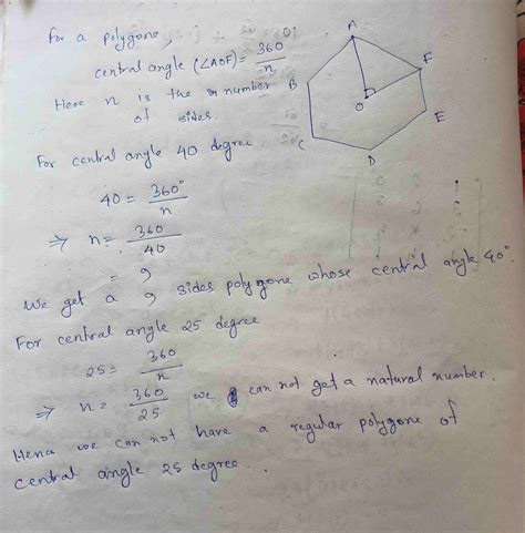 [Solved] Can a regular polygon have a central angle of 40 or 25 degrees ...
