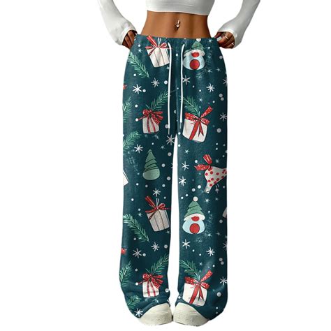 ASDFVBKG Women Christmas Pajama Pants Drawstring Fleece Mid-Waist ...