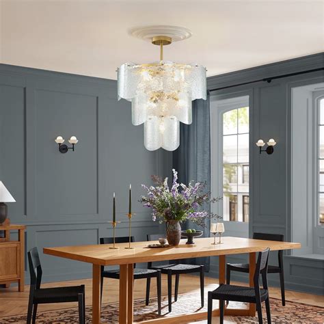 LovingAHome 3-Layer Gold Crystal Chandeliers Glass Chandelier 8-Light ...