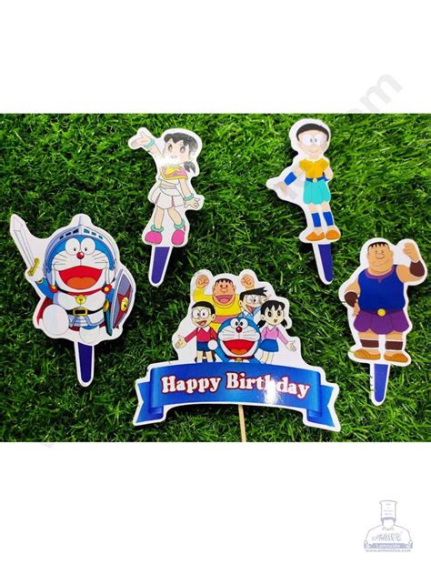 Cake Decor™ 5 pcs Happy Birthday Doraemon Cartoon Theme Paper Topper F ...