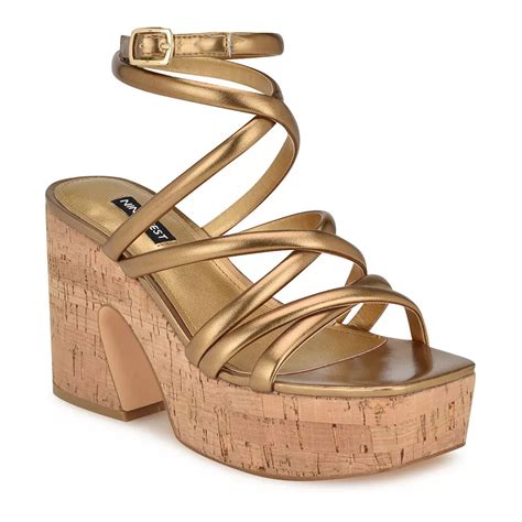 Nine West Corke Women's Strappy Square Toe Wedge Sandals