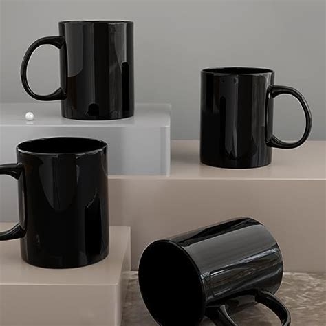 Buy Ohio Plain Black Ceramic Coffee Mugs for Daily Use Microwave Safe ...