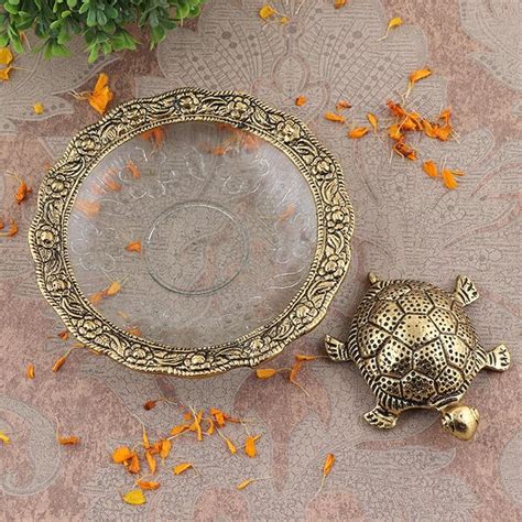 Crystal Glass Plated Feng Shui Tortoise Decorative Showpiece – Prabhubhakti