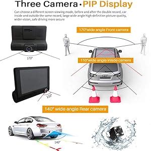 AUSHA® Car Dash Cam Front and Inside Video Recorder Rear Camera Dual ...