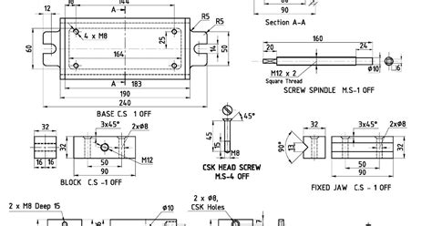 Image result for Machine Vice Assembly Drawing