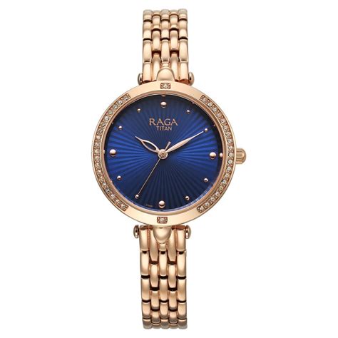 Buy Online Titan Raga Showstopper Quartz Analog Blue Dial Metal Strap ...