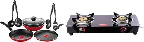 Pigeon 2 burner Gas Stove & Cookware Combo : Amazon.in: Home & Kitchen