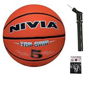 Nivia Top Grip Basketball - Size 5 (Pack of 1) + Ball Pump Double ...