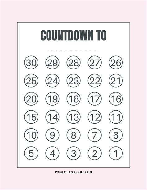 Best 13 FREE Blank Countdown Calendar Printable – Artofit