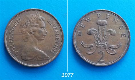 Great Britain, New Pence, 2 Pence, 1971, 1977, Vintage Coins From Great ...