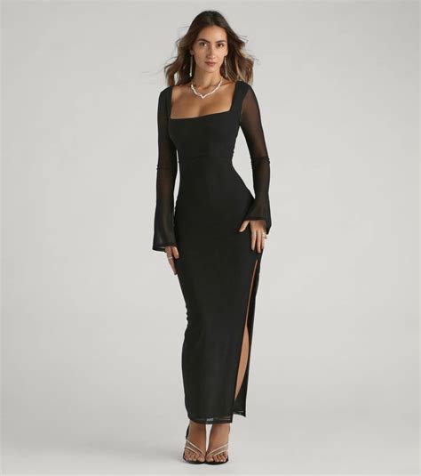 Long Black Dresses With Slits & Windsor