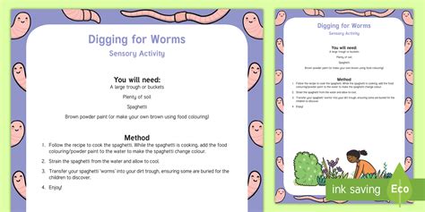 Digging for Worms Spring Sensory Recipe (teacher made)