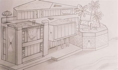 Easy Beach House Drawing Tropical Beach House Painting EASY FOR