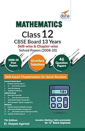 Mathematics Class 12 CBSE Board 13 Years Skill-wise & Chapter-wise ...