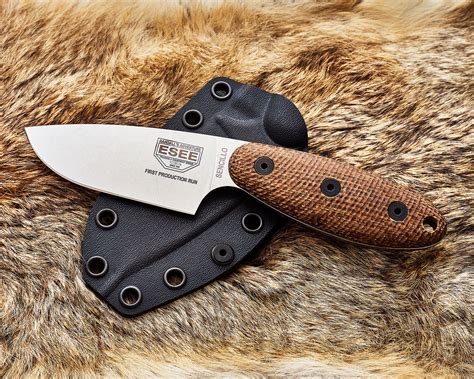 ESEE Knives Sencillo Fixed Blade Knife 3" A2 Stonewashed Drop Point Blade, 3D Machined Brown ...
