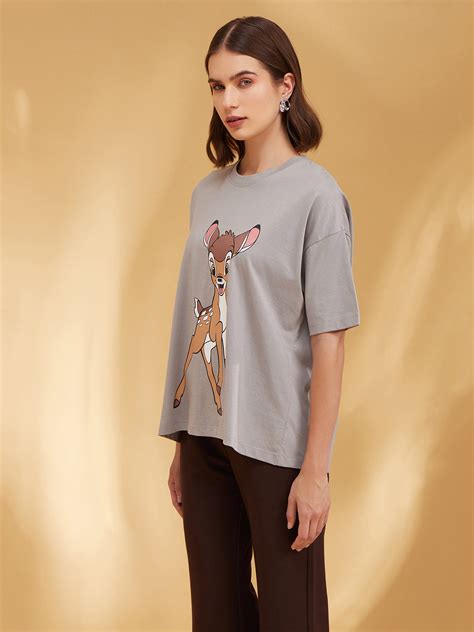 Bambi Â© Disney Graphic Printed Grey T-Shirt for Women - Kazo – KAZO