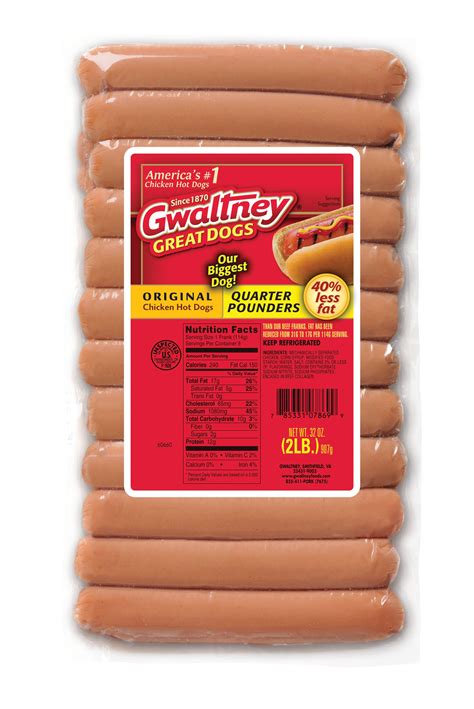 Quarter Pound Original Chicken Hot Dogs 32oz. | Gwaltney Foods