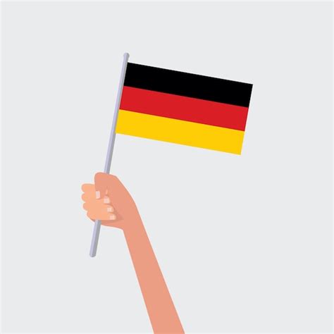 Illustrazione vettoriale mani che tengono le bandiere della Germania su ...