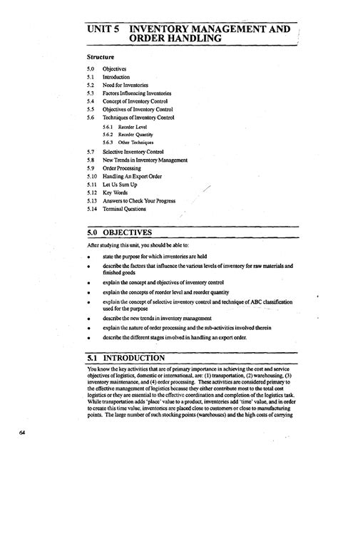 Unit-5 - International Business Logistics - Unit 5 - UNIT 5 INVENTORY ...