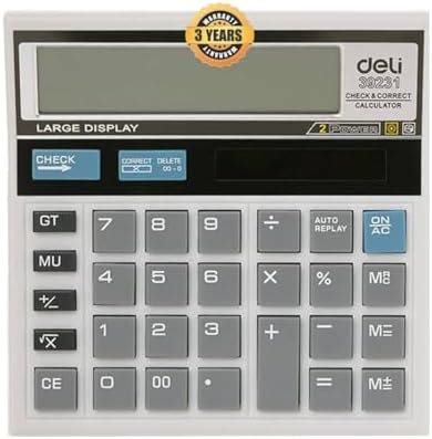deli CM19811 12 Digit Steps Check and Correct Metal Desktop Calculator ...