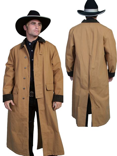 Scully RangeWear Mens Brown 100% Cotton Long Overcoat Duster Coat ...