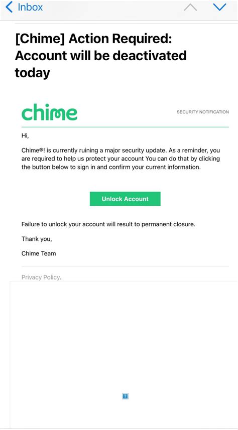 Anyone receive an email stating Chime is “ruining” an security update today? : r/chimefinancial