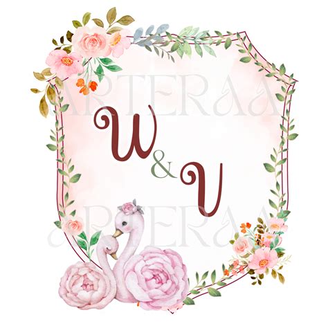 WV Wedding Logo PNG | Couple Initials Monogram | W & V Wedding Emblem ...
