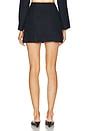 MATTHEW BRUCH Button Kick Pleat Mini Skirt in Navy | REVOLVE
