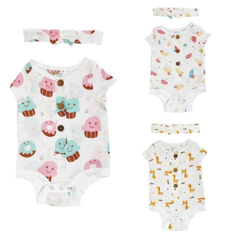 Muslin Bodysuit & Bow - 3 Pack – Smiley Buttons