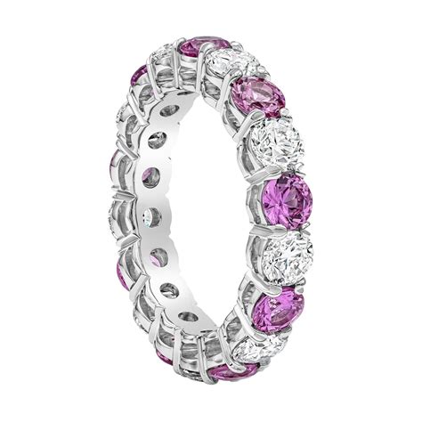 Alternating Pink Sapphire and Diamond Eternity Band Ring For Sale at ...