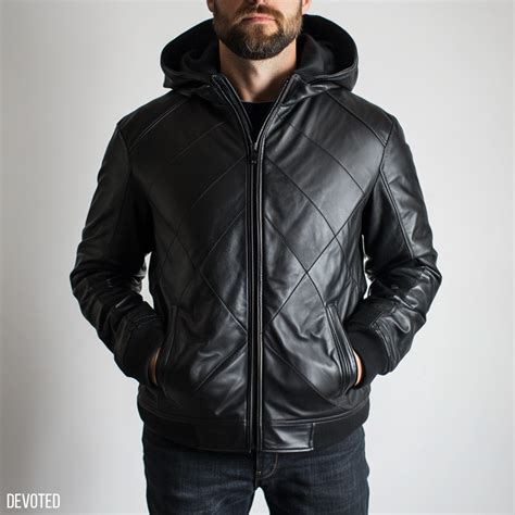Men's Leather Jacket - Pure Leather in white & black - Bomber By Devoted