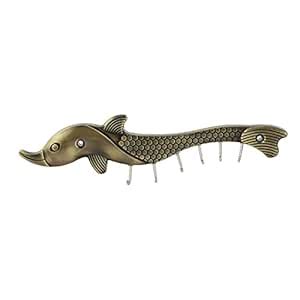 Lakshan Shopping Antique Brass & Glossy Fish 6 Pin Key Holder for Wall ...