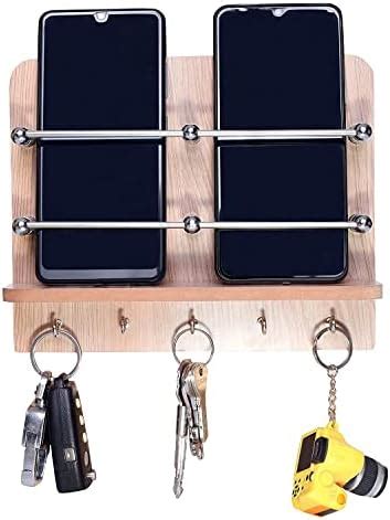 GRIDLAB Wooden Double Mobile & Keys Holder Stand for Mobile Charging ...