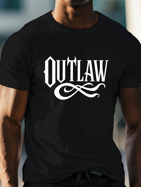 Men'S Summer T-Shirt in Plus Sizes Featuring a Monochrome OUTLAW ...