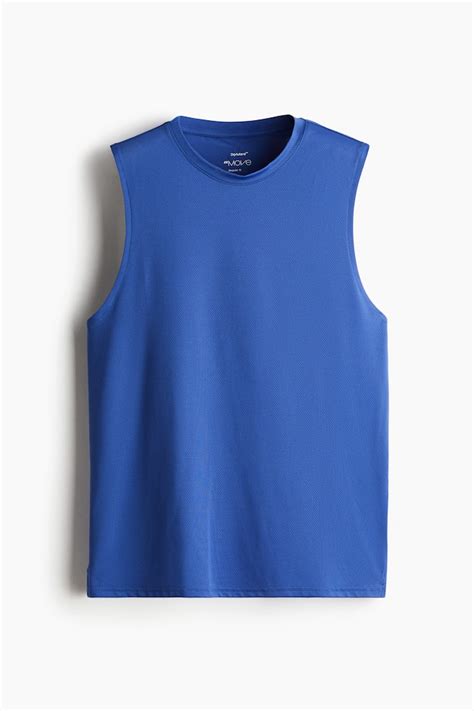 Regular Fit Sports vest top with DryMove™ - Blue - Men | H&M IN