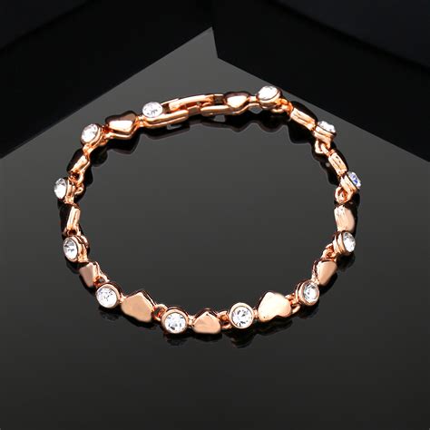 Buy Estele Rose Gold Plated Heart Shaped Bracelet with Crystals for ...
