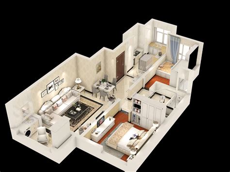 3D鸟瞰立体布置图 小度假公寓案例|空间|室内设计|李宗策 - 原创作品 - 站酷 (ZCOOL)