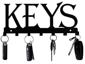 HeavenlyKraft Keys Black Metal Wall Mounted Key Holder Self Adhesive ...