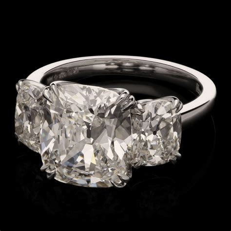 Hancocks 7.06ct Three Stone Old Mine Brilliant Cut Diamond Ring ...