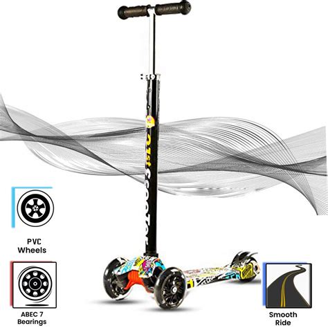 Baybee Doddle 3 Wheeled Folding Skate Scooter With Suspension, Light Up ...