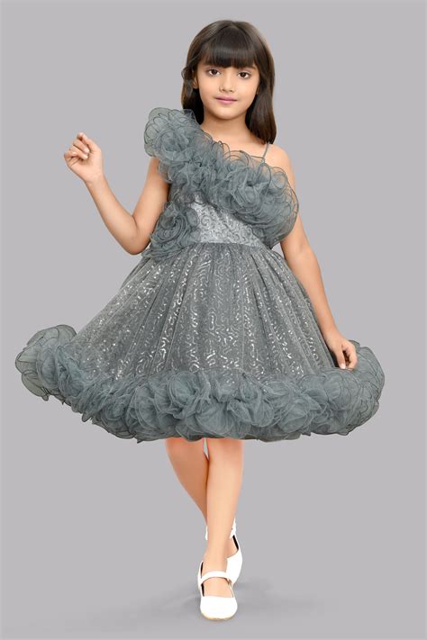 Sequined One shoulder Twirl Dress - Grey – Pink Chick