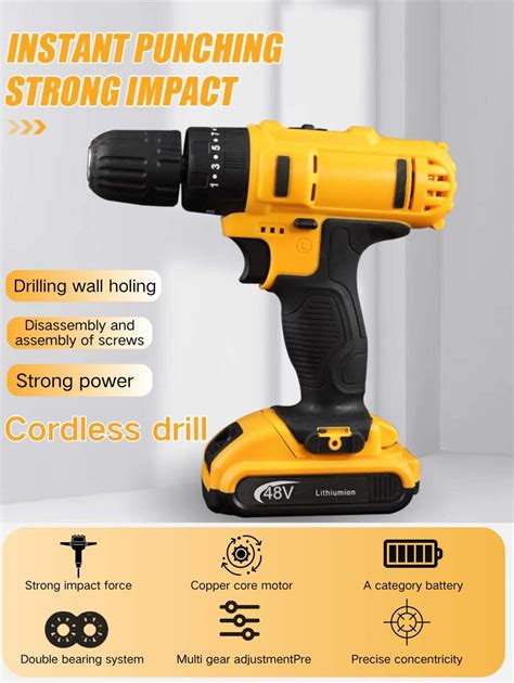 Cordless Drill, Cordless Drill Tool Box With Battery, Drill Bit Set ...