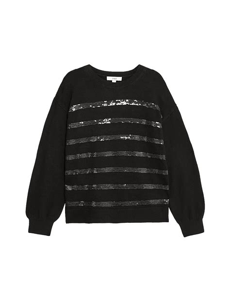 Buy Sequin Stripe Crew Neck Jumper at Marks & Spencer