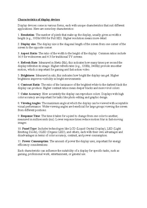 Characteristics of Display Devices: LED vs. OLED Analysis - Studocu
