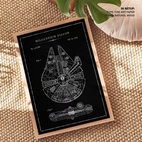 Chalk Millennium Falcon: Buy Premium Framed Blueprints & Patent Art ...
