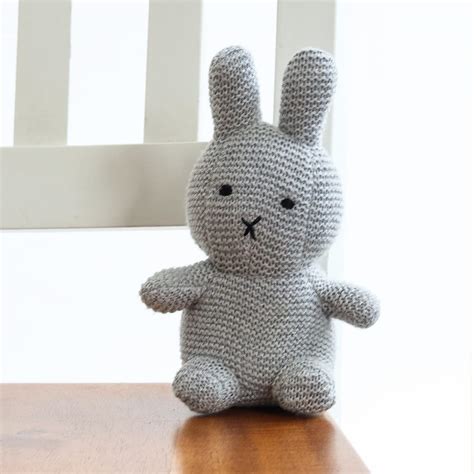 Buy Pluchi Cotton Knitted Grey Bobby Bunny Soft Toy for Babies & Kids ...
