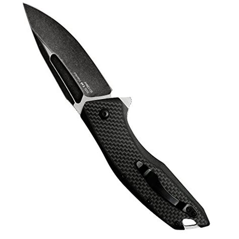 Kershaw 3935 Flourish Pocket Knife; 3.5-Inch Blackwash Clip Point Blade ...